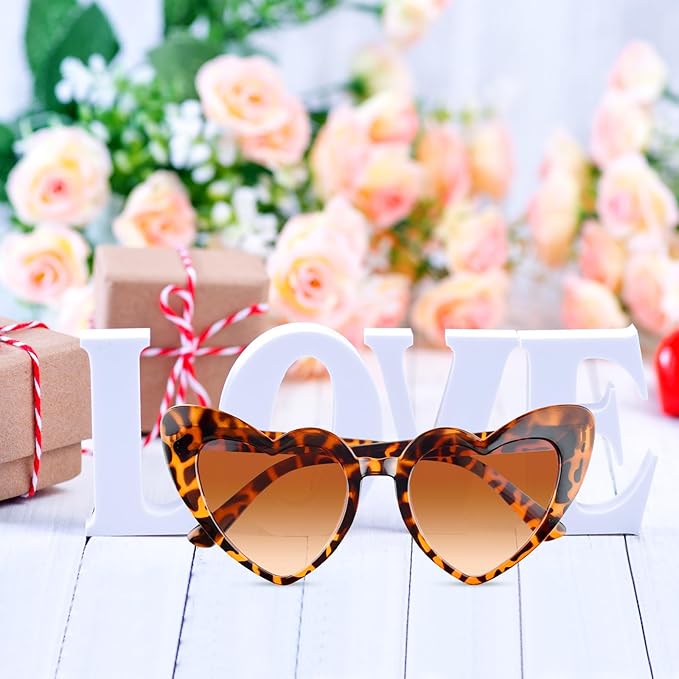 6 Pack Bachelorette Sunglasses Heart Shaped Sunglasses Vintage Heart Glasses for Women Wedding Party Decor