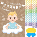 Hxezoc Baby Shower Game Pin The Pacifier On The Baby with 72 Pcs Pacifier Stickers, Large Baby Party Games Poster for Boys Kids Baby Shower Birthday Party Supplies