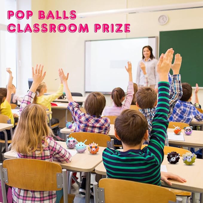 Easter Basket Stuffers, 18 PACK Animal Pop Fidget Balls, Easter Egg Fillers, Birthday Gifts for Boys Girls, Party Favors for Kids 4-8 8-12, Goodie Bags Stuffers for Kids, Pinata Stuffers