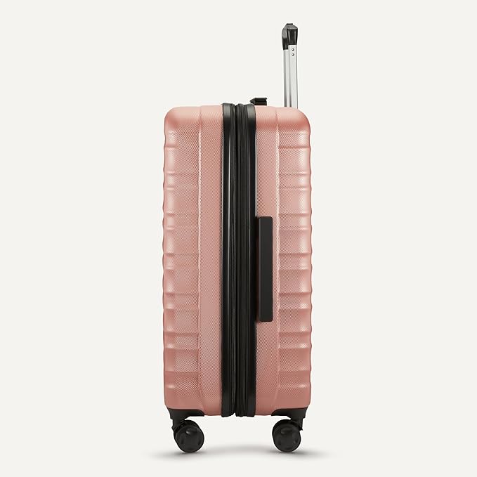 Amazon Basics 30" Hardside Large Checked Luggage, Expandable For Up to 15% More Space, Scratch-Resistant Surface, Four Multi-directional Wheels, Rose Gold