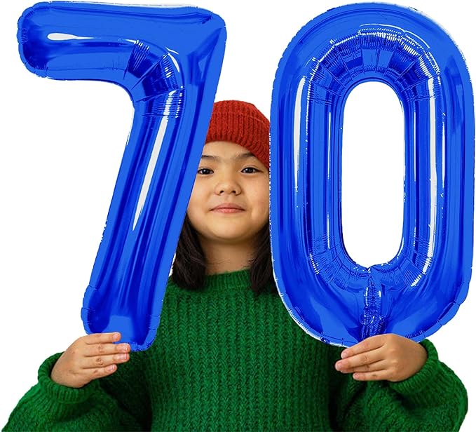 Number Balloons Navy Blue Balloons - Giant Number 70 Balloon, Blue 70th Number Balloon Birthday Decorations for Men