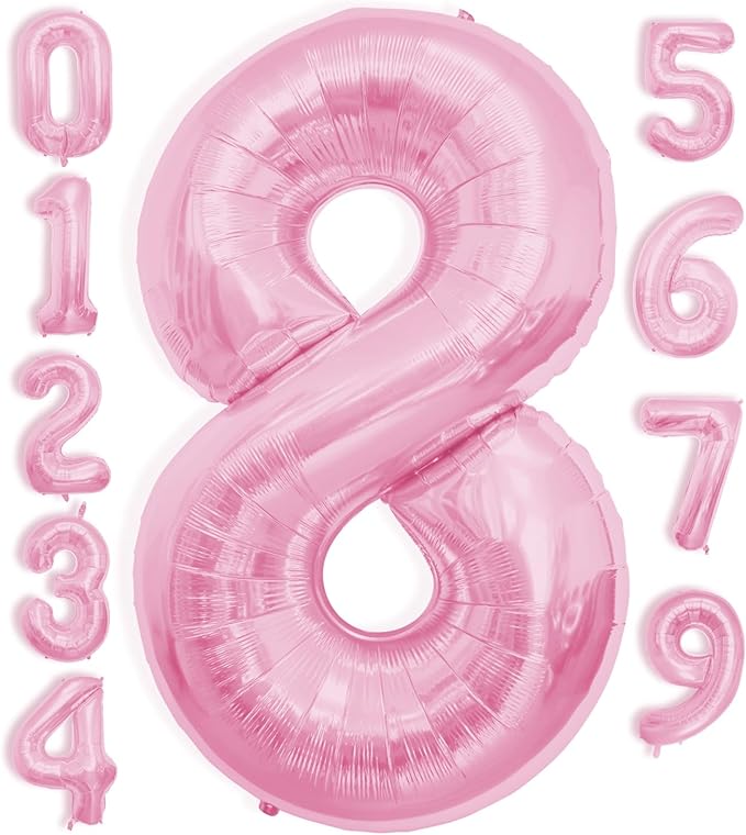 40 Inch Large Pink Number Celebration and Decoration Balloon for Birthday Parties, Graduations, Anniversaries, Weddings, Photo Shoots, Special Events - Helium Foil Mylar (Pink Number 8)