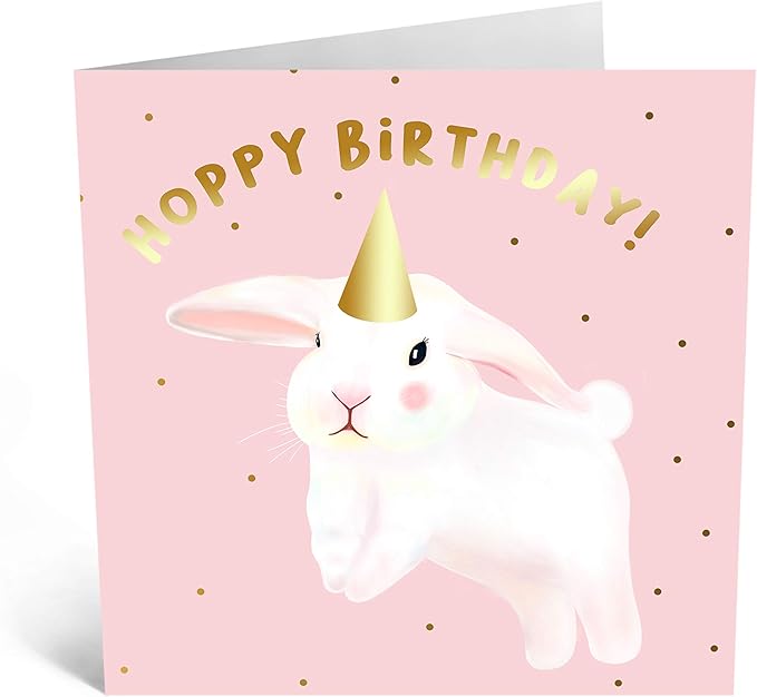 CENTRAL 23 - Cute Birthday Card for Daughter - 'Hoppy Birthday' - Bunny Rabbit Birthday Cards - Sweet Happy Birthday For Her Niece Granddaughter
