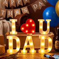 6 Pcs Fathers Day Decorations Love You Dad LED Letter Light Sign Battery Powered Father's Centerpieces Gifts Fathers Day Decorations for Dad from Daughter Son for Home Party