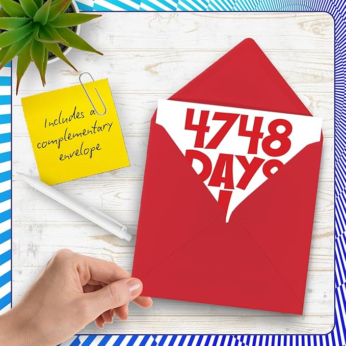 Stuff4 Funny 13th Birthday Card - 4748 Days Old - Hilarious 5.7 x 5.7 Inch Greeting Card for Men, Women, Grandma, Grandpa, Mom, Dad - No Ink Smudge for Messages - Birthday Card Humor for Adults