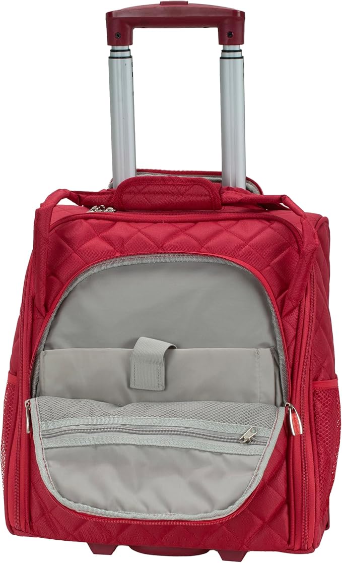 Rockland Melrose Upright Wheeled Underseater Carry-On Luggage, Red