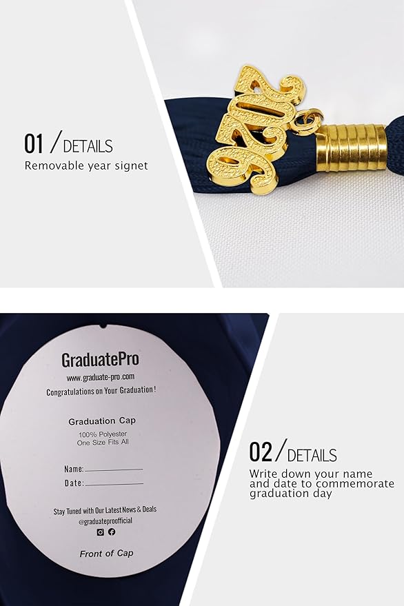 GraduatePro Matte Graduation Cap and Gown Class of 2026 Set Bulk with Tassel for High School & College 12 Colors