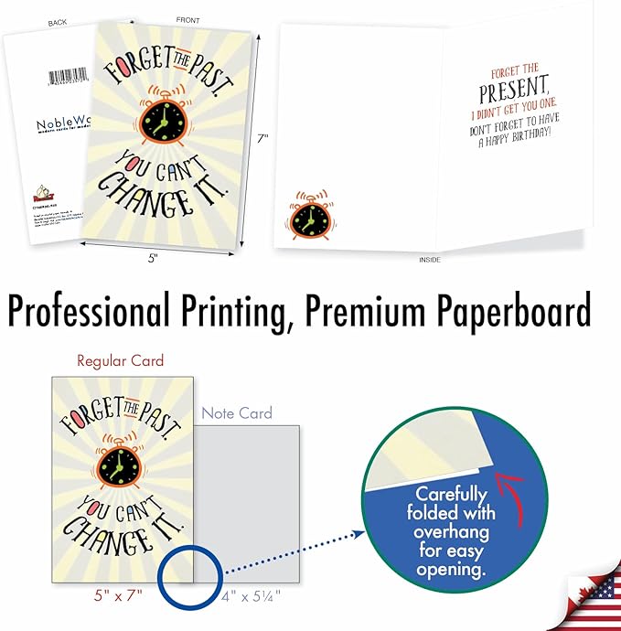 NobleWorks - Funny Happy Birthday Card with Envelope - Congrats Greeting Card, Birthday Fun - Forget the Past C7200BDG