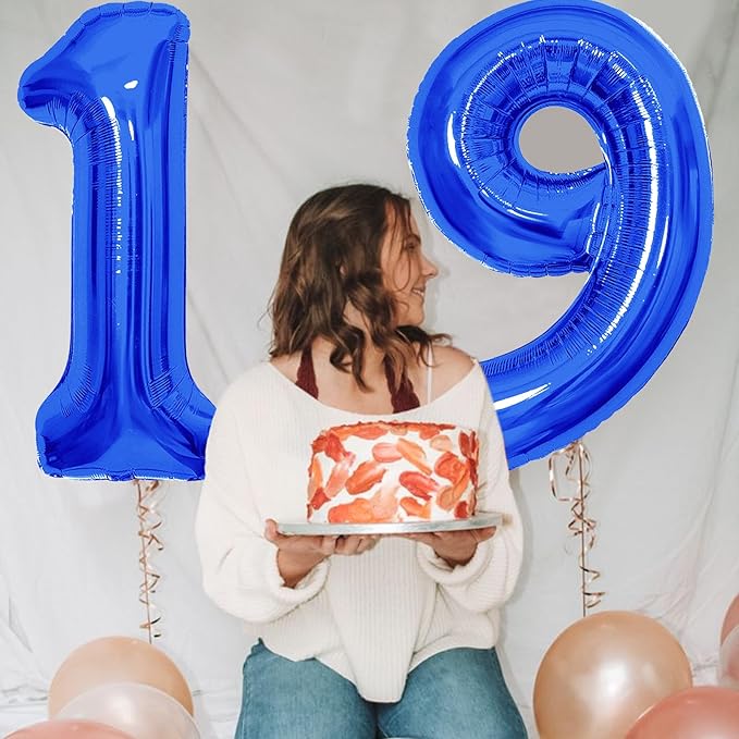 Number Balloons Navy Blue Balloons - Giant Number 10 Balloon, 10 20 30 40 50 Numbers Balloon Birthday Decorations, Blue Party Supplies for Boy Men