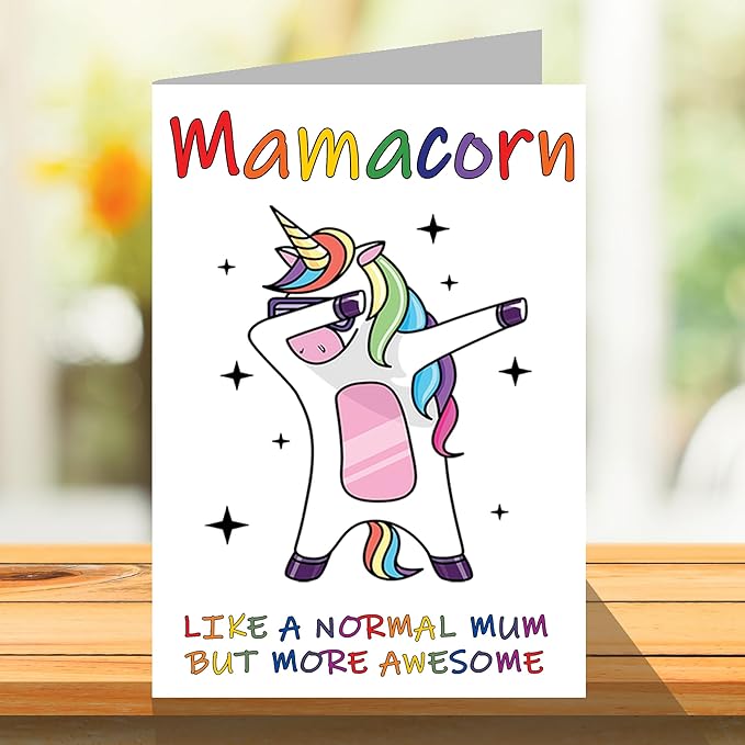 Stuff4 Birthday Cards for Mum - Mamacorn - Birthday Card from Daughter Son, Happy Birthday Mum, Mummy Unicorn Birthday Card, A5 Seasonal Mothers Day Mama Mammy Funny Greeting Cards
