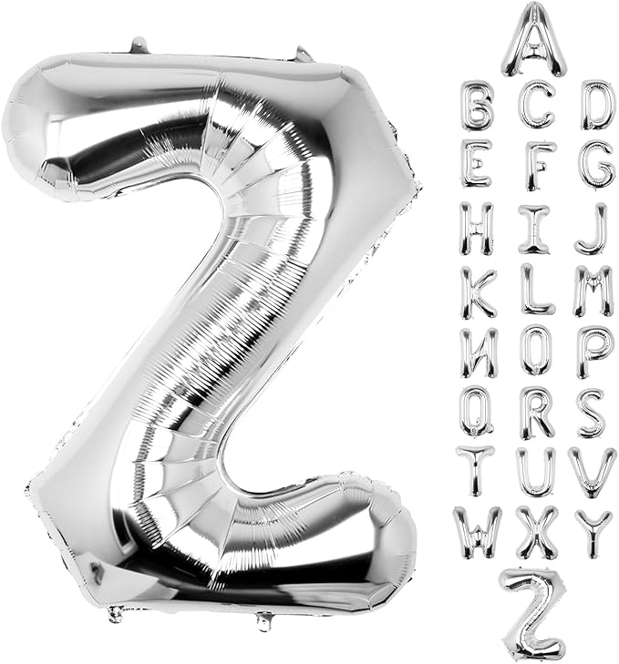 Letter Balloons 40Inch Large Giant big Foil Mylar Silver Balloons Z for Birthday Party Decorations