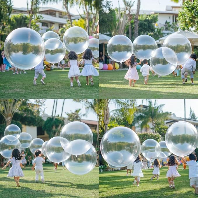 50 Pcs Clear Balloons Kit 18 24 36 Multi Sizes Transparent Giant Balloon, Use for Pool Party Birthdays, Weddings, Events Party Decoration Supplies