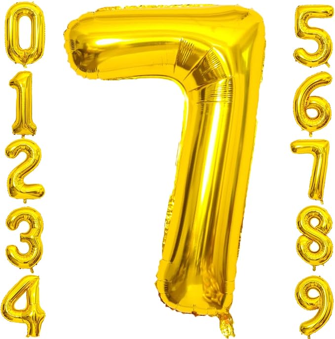 40 Inch Large Gold Number 7 Letter Balloon, Alphabet Letter Mylar Foil Helium Big Number Balloons for Birthday Anniversary Party Graduations Festival Decorations
