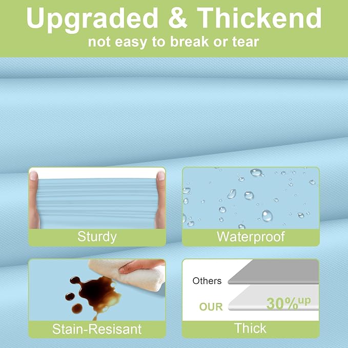 QIKSION Light Blue Plastic Table Cloth Disposable 6 Pack, 54 x 108 Inch Tablecloths for Baby Shower Birthday Party, Easter Decorations, Rectangle Table Cover