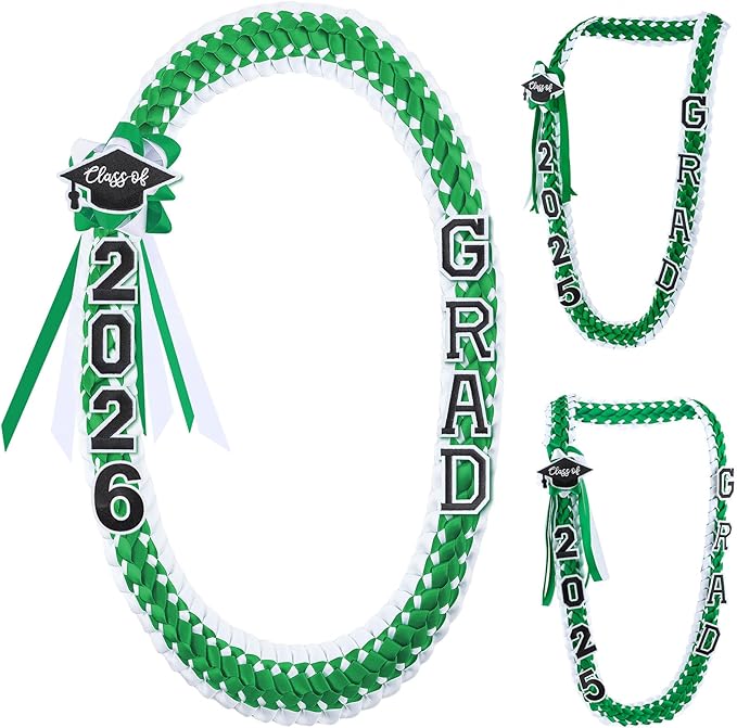 Hotop 2026 Graduation Leis Class of 2026 Grad Ribbon Money Lei Handmade Double Braided Necklace for Graduation Gifts Supplies