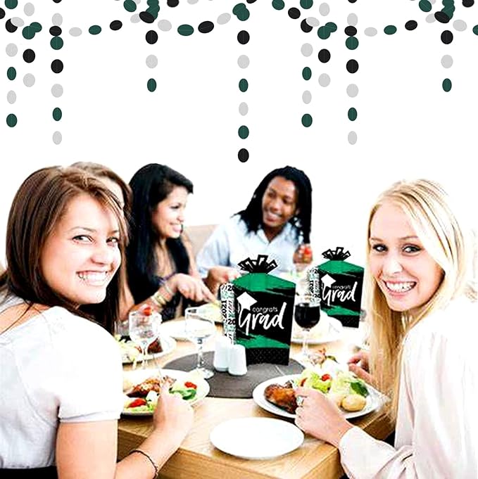 Black-Green Silver Party-Decorations Garland Streamers - 52Ft Graduation 2025 Hanging Paper Banner, Soccer Party Supplies Men Boys Birthday Spring Summer Jungle Theme Decor Backdrop Bunting Panduola