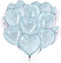 TONIFUL 30Pcs 18 Inch Light Blue Balloons Iridescent Blue Heart Shape Foil Mylar Banners Decoration for Birthday Valentine's Day Wedding Bridal Shower Anniversary Engagement Party Supplies