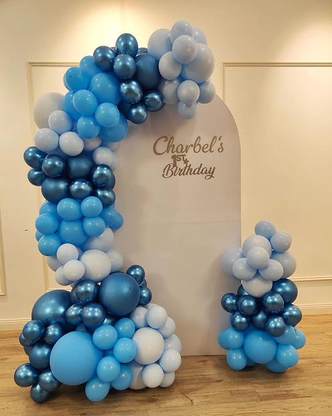 Metallic Blue Balloons, 80Pcs 12inch Chrome Light Macaron Matte Latex and Confetti Balloons for Birthday Wedding Baby Shower Party Supplies Decorations