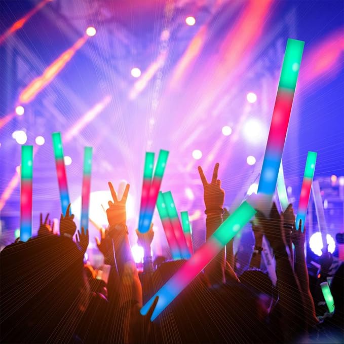 115 Pack LED Foam Glow Sticks, Glow Sticks Bulk with 3 Modes Colorful Flashing, Glow in the Dark Party Supplies for Wedding, Raves, Concert, Camping, Sporting Events, New Year Carnival