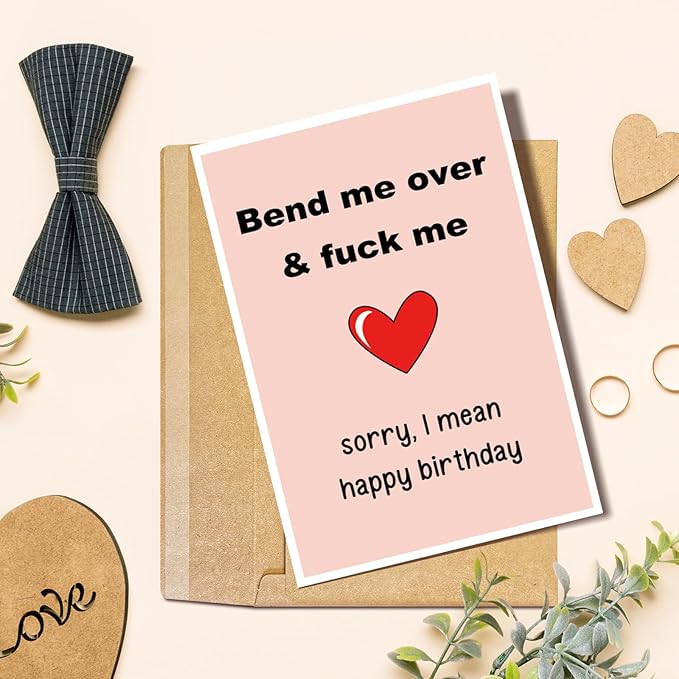 Rude Birthday Card for Husband, Naughty Boyfriend Birthday Card from Girlfriend, Dirty Birthday Card for Men, Bend Me Over & Fuck Me