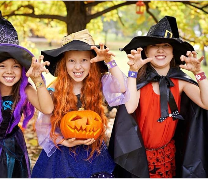 Max Fun 48pcs Halloween Slap Bracelets Party Favors Toys for Kids Party Favor Treat Bags Gifts Birthday Party (Halloween)