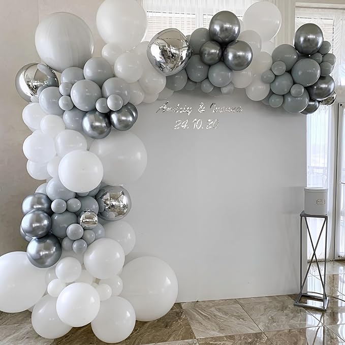 110pcs Gray Balloons 12inch Grey Latex Party Balloons for Graduation, Wedding, Birthday, Gender Reveal, Baby Shower, Bridal Shower, Anniversary Party Decorations