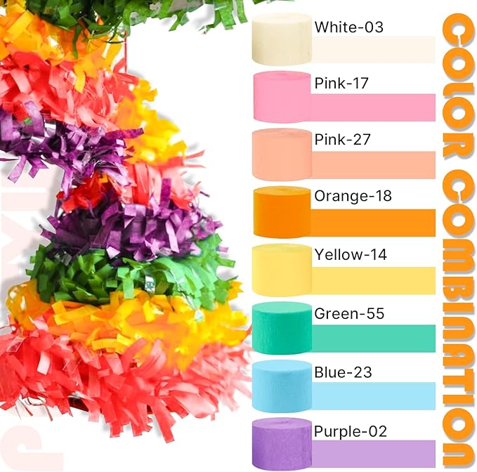 PartyWoo Pastel Crepe Paper Streamers 4pcs 328ft Pack of Pastel Rainbow Colorful Crepe Paper Streamers for Graduation Baby Shower Unicorn Easter Safari Spring Rainbow Theme Birthday Party Decorations