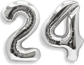 AULE 40 Inch Large 24 Balloon Numbers Silver, Big Foil Number Balloons, Giant Helium Happy 24th Birthday Party Decorations for Man and Women, Huge Mylar Anniversary Party Supplies