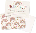Kids Thank You Cards Fill in the Blank, Boho Rainbow Thank You Notes For Boys Girls, Rainbow Greeting Card, Birthday Party Decorations Favors (20 Cards With 20 Envelopes) -34
