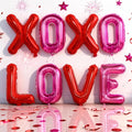 Red Pink XOXO Balloons and Love Balloon, 16 Inch Valentines Day Hot Pink Red XO Love Foil Letters Balloon Banner for Romantic Valentine Galentines Anniversary Bridal Shower Engagement Party Decoration