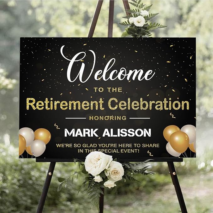 Personalized Retirement Yard Sign, Personalized Lawn Decoration for Happy Retirement Celebration, Outdoor Welcome Board for Party Entrance, Event Decor for Coworker Farewell Party, 12x18 Inch #2