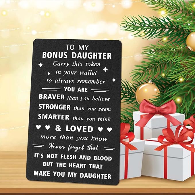 ENGZHI Stepdaughter Gifts Bonus Daughter Birthday Card - You Are Love More Than You Know - Step Adopted Girls Gifts from Stepmom Stepdad, Like A Daughter Wallet Card