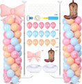 2 Sets Boots or Bows Gender Reveal Decoration Balloon Column Stand Kit with 102 Blue Pink Balloons 5.57ft Balloon Tower Stand with Base Arch for Western Cowgirl Cowboy Baby Shower Party Decor Supplies
