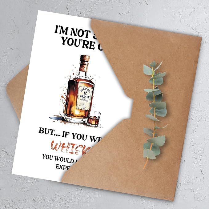 Funny Whiskey Birthday Cards for Men，Happy Birthday Card Gifts for Older,40th 50th 60th 70th 80th 90th, Bday Card for Whiskey Lover Him