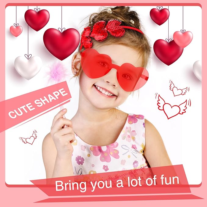 Flutesan 24 Pcs Valentines Day Heart Headbands and Sunglasses Set Red Love Photo Booth Props Women Valentine Party Decor