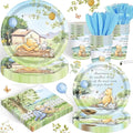 120PCS Winnie Baby Shower Party Supplies Babyshower 1st Party Decorations for Kids Girls Birthday Neutral Classic Bear Tableware Set Include Plates,Napkin,Cups,for 20 Guests