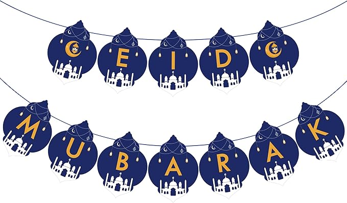 OHOME Eid Mubarak Decorations - Eid Banner & Decor Backdrop for Home & Outdoor 2024