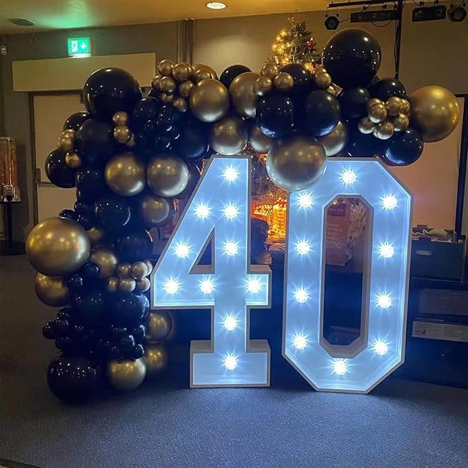 Black and Gold Balloon Garland Kit, Metallic Gold and Black Balloon Arch Kit, Black and Gold Balloons Different Sizes 18/12/10/5 inch for Graduation Birthday Anniversary Bachelorette Party Decorations