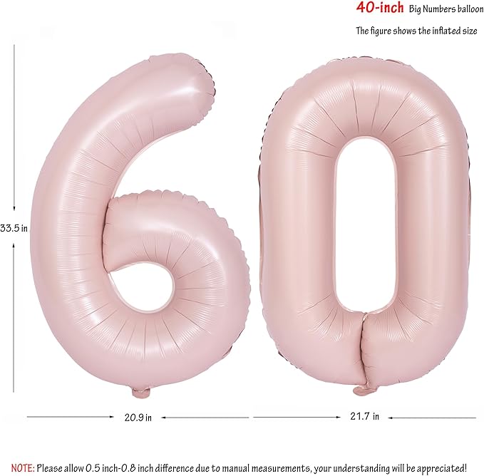 40 In Matte Pink Number Balloons Helium Foil Mylar Balloon Birthday Party banquet Decoration Digital 60