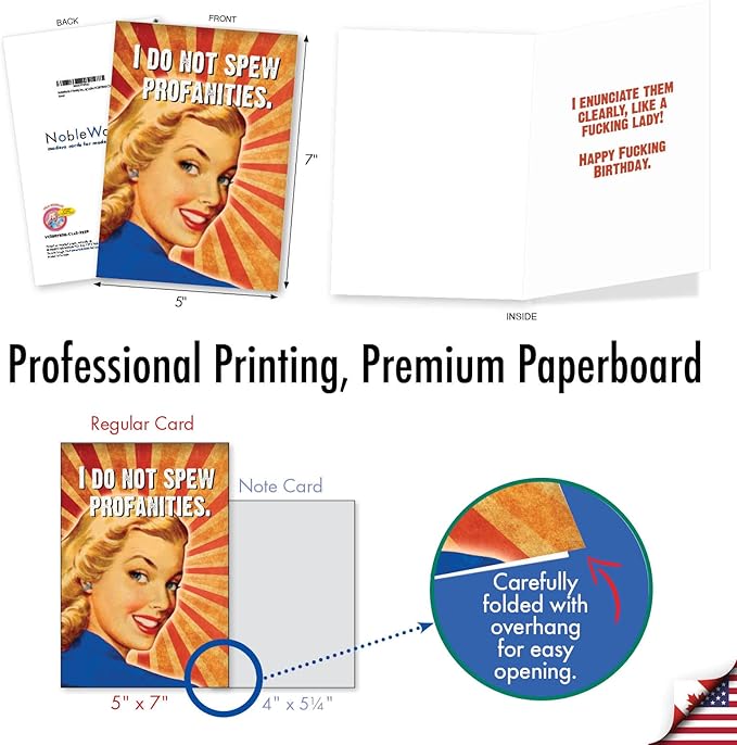 NobleWorks Assorted 3 Pack, Funny Naughty Retro Birthday Cards for Women with 5 x 7 Inch Envelopes (3 Designs, 1 Each) Laughing Ladies VC2807BDG-C1x3