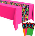 Oudain 3 Pcs Fiesta Tablecloth 108 x 54 Inch Plastic Tablecover Mexican Waterproof Tablecloth Disposable Table Cover for Taco Night Festive Mexican Fiesta Wedding Party Decoration (Bright Color)