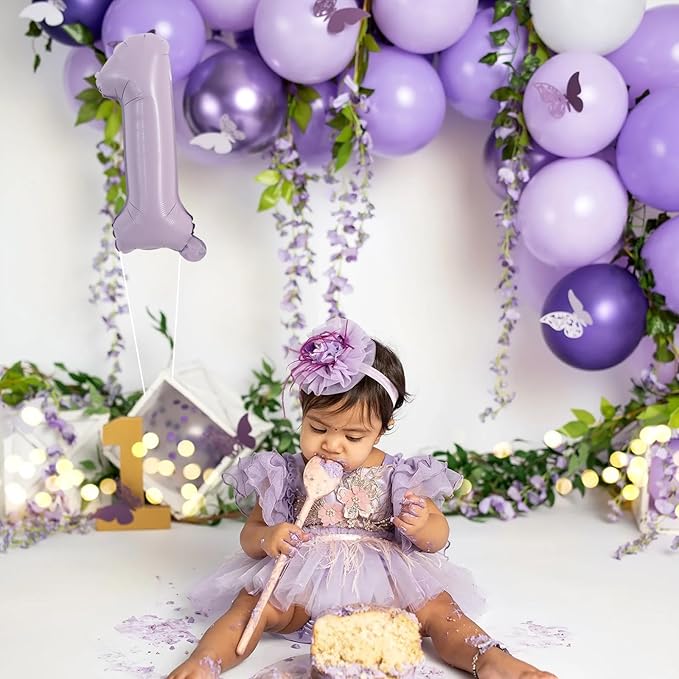 TONIFUL Balloons 16 Inch Baby Purple 0-9 Number Mylar Foil Balloons 10 Pcs digitalal Balloons for 2026 New Year Eve Birthday Party Engagement Graduations Anniversary Baby Shower