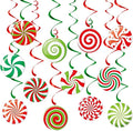 Christmas Candy Party-Decorations Garland Banners - 12Pcs Green Red White Streamers Hanging Swirl,Baby Shower Birthday Wedding Ornaments Classroom Supplies Decor Hugtmr