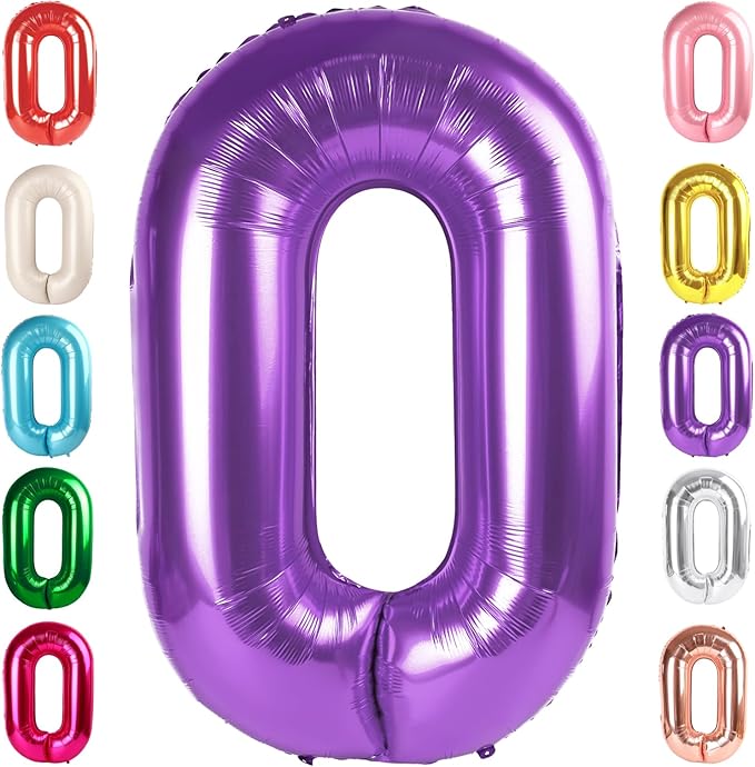 Number 0 Balloons 40 Inch Purple Number Balloons for 10 20 30 40 50 60 70 80 90 100 Numbers Balloon Birthday Decorations Wedding Event Baby Shower