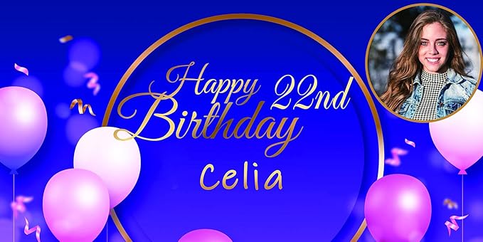 Happy Birthday Custom Vinyl Banner with Your Photos, Personalized Birthday Banner Sign for Children Newborn Baby Kids Celebration Backdrops Party Supplies Favors Props (Style-43, 8ft x 4ft)
