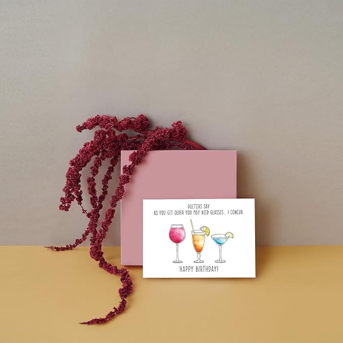 SuperShunhu Funny Wine Birthday Card for Him Her, Humorous Birthday Card for Wine Lover, Happy Birthday Card for Friend, Sarcastic Getting Older Card