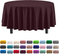 Exquisite Party Solids 6-Pack Premium Plastic Tablecloth 84in. Round Plastic Table Cover - Brown