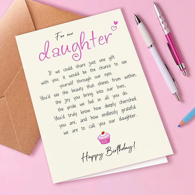 Cute Birthday Cards from Mom and Dad to Daughter, Sweet Poems from Proud Parents to Their Adult Daughters, You Are Our Daughter, (Cherished Forever) with Envelope