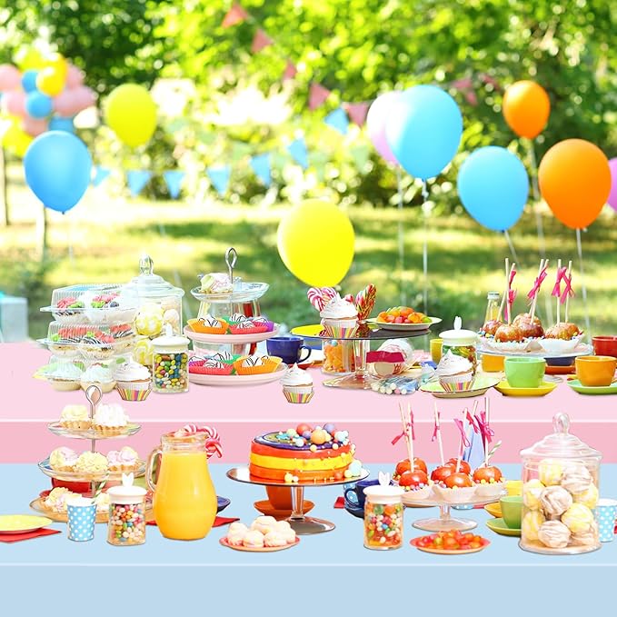 WNINK 6 Pack Gender Reveal Plastic Tablecloths, Disposable Rectangle Pink and Blue Pastel Tablecloth, Table Covers for Boy or Girl Gender Reveal Party Baby Shower Birthday Party Decorations 54" x 108"