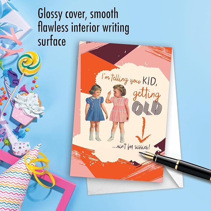 NobleWorks - 1 Sassy Happy Birthday Card Funny - Hilarious Grown-Up Card for Women, Wife, Stationery Humor - Ain't for Sissies C7017BDB
